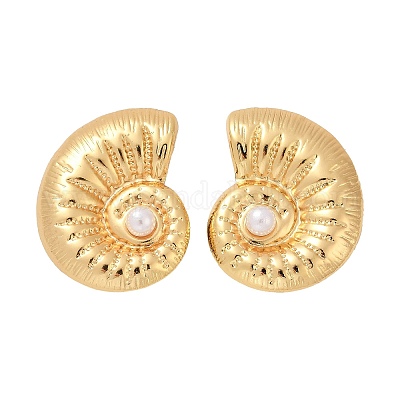 Серьги-гвоздики из АБС-пластика с жемчугом и нержавеющей сталью 304 STAS-D368-01A-G-1