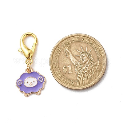 Подвесные украшения из эмали из сплава овцы HJEW-JM00706-1