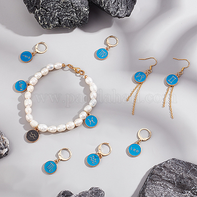 12шт 12 созвездия сплава эмали подвески запирающие стежков HJEW-PH01593-1