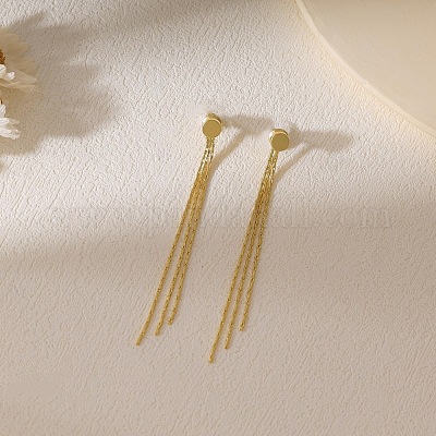 Серьги-гвоздики с цепочкой из латуни FS-WGE0263-03-1