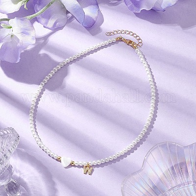 Ожерелья с подвесками из латуни микро-паве класса AAA с кубическим цирконием и буквами NJEW-JN04771-23-1