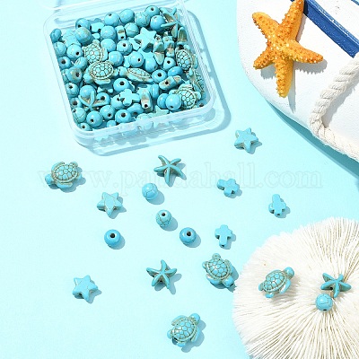 Синтетические бирюзовые бусы G-FS0005-82-1