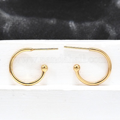 Серьги-гвоздики из нержавеющей стали 304 в форме кольца с круглым шариком X-STAS-K204-04G-1