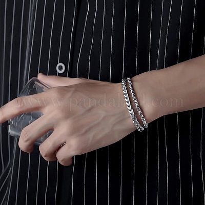 201 многорядный браслет из нержавеющей стали BJEW-H633-02P-1