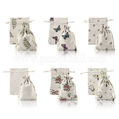 24 шт. 6 цвета поликоттон (полиэстер хлопок) упаковочные мешочки сумки с завязками ABAG-FS0001-12-1