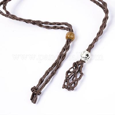 Регулируемый плетеный вощеный шнур для изготовления колье в макраме MAK-WH0009-02B-1