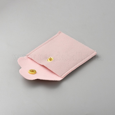 Квадратные веленевые мешочки для упаковки ювелирных изделий с кнопкой ABAG-WH0101-001-1