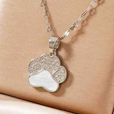 Модные латунные подвески с микропаве из прозрачных кубических цирконий в виде отпечатка лапы медведя для женщин DN9774-1-1