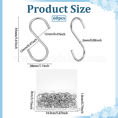60 шт. S-образные крючки из нержавеющей стали марки 304 STAS-PH0006-72-1
