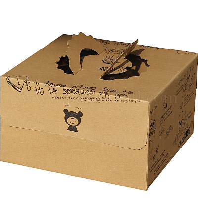 Индивидуальные высокие коробки для тортов из крафт-бумаги BAKE-PW0002-38D-1