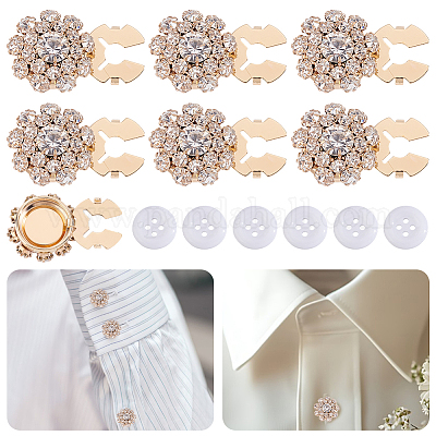 Застежка-кнопка с 1 отверстием из сплава и стразами BUTT-HY0001-18-1