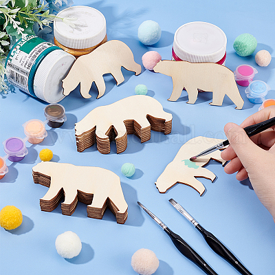 perfk Puzzle artistico in legno a forma di orso Sculture a forma di orso in legno Simpatiche decorazioni in legno per regali di compleanno per papà, 2 orsi