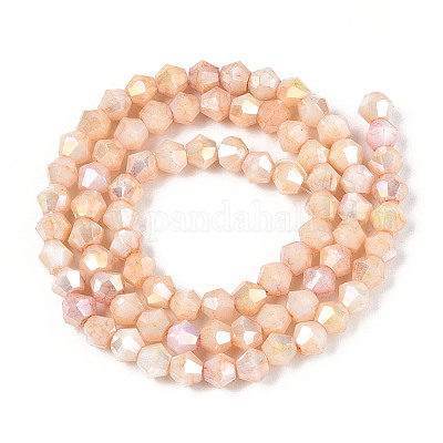 Граненые гальванические непрозрачные стеклянные бусины GLAA-T025-4mm-09A-1