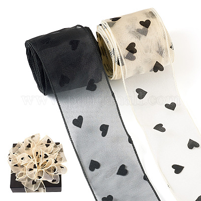 2 рулон двухцветной полиэстеровой ленты с узором в форме сердца OCOR-TA0002-78-1