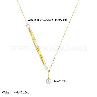 Элегантные ожерелья с подвеской в виде круглого шара из нержавеющей стали с имитацией жемчуга и пшеничным звеном для женщин SK9142-1