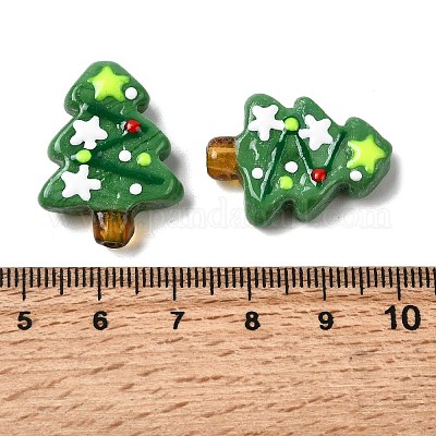 Бусины лэмпворк ручной работы новогодняя тема LAMP-I027-07X-1