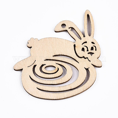 Неокрашенные натуральные деревянные большие подвески WOOD-S058-012-1