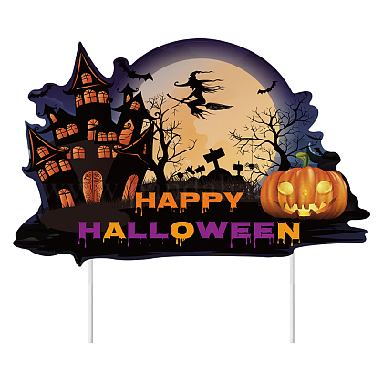 プラスチック製の庭の看板は装飾を表示します 屋外の庭の装飾のため ハッピーハロウィン ブラック 230x360x4mmの通販 Jp Pandahall Com