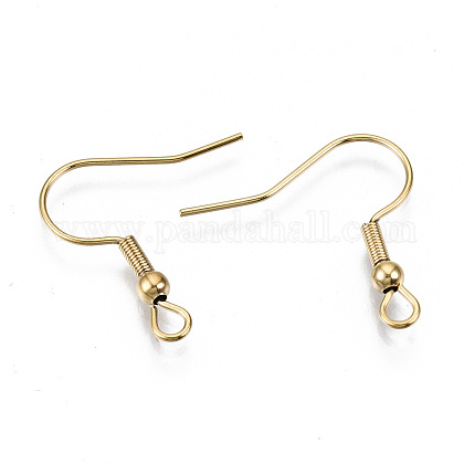24 GOLD Plated Earrings Stainless Steel EAR WIRES Hooks EarWires w/ Coil Bead 