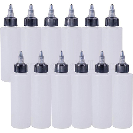 Benecreat 12 paquete de botellas dispensadoras de plástico de 4 onzas con tapa giratoria negra DIY-BC0009-09-1