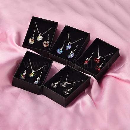 Pendentif coeur en verre colliers et boucles d'oreilles pendentif ensembles de bijoux SJEW-JS00881-1