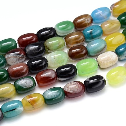 Dyed Natural  Agate Barrel Beads Strands G-P100-06-1