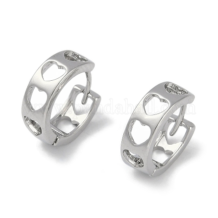 Полые латунные серьги-кольца в форме сердца EJEW-L292-014P-1