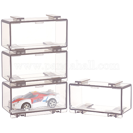 FINGERINSPIRE 4Pcs Mini Toy Model Cars Display Case 1/64 Scale Gray Tiny Stackable Matchbox Display Cabinet UV Protect Micro Plastic Display Case for Mini Toys Hot Wheels Matchbox Collectors ODIS-WH0329-58B-1