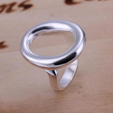 ロマンチックな丸い調節可能な真鍮のカフスリング  オープンリング  銀色のメッキ  usサイズ6（16.5mm） RJEW-BB13243-1
