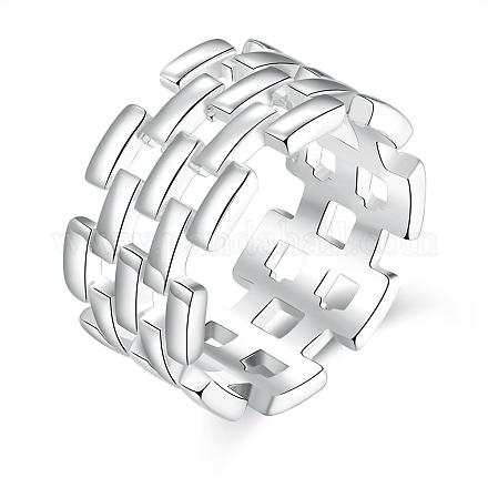 最新の結婚指輪シルバーカラーメッキ真鍮中空ワイドバンドリング  分厚いリング  サイズ8  18mm RJEW-BB00743-8-1