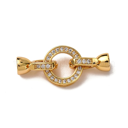 Кольцо латунное микропаве прозрачный кубический цирконий застежки-защелки KK-Z121-22G-01-1