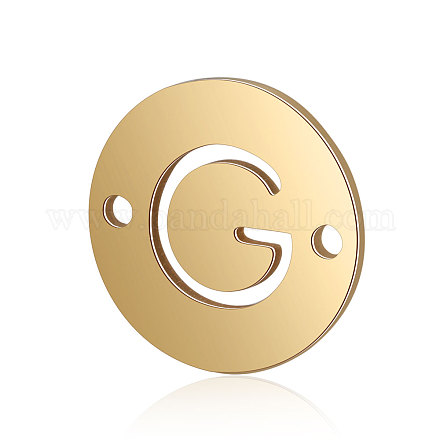 チタン鋼リンクコネクター  アルファベット付きフラットラウンド  ゴールドカラー  文字.g  12x0.8mm  穴：0.8mm STAS-T040-T531G-G-1