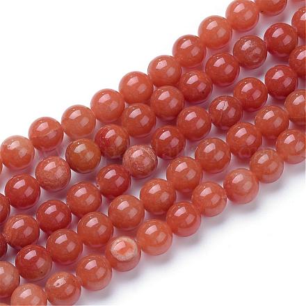 Chapelets de perle d'aventurine rouge naturel G-R412-04-10mm-1