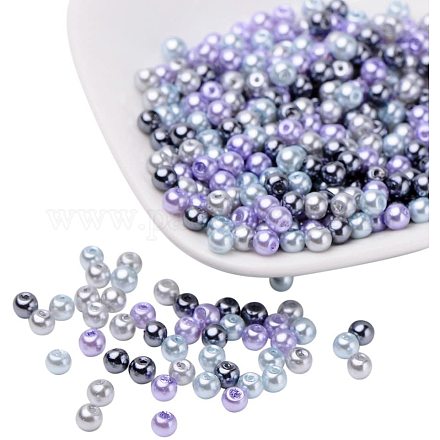 Mix nacrées perles perles de verre gris-argent HY-PH0006-6mm-13-1
