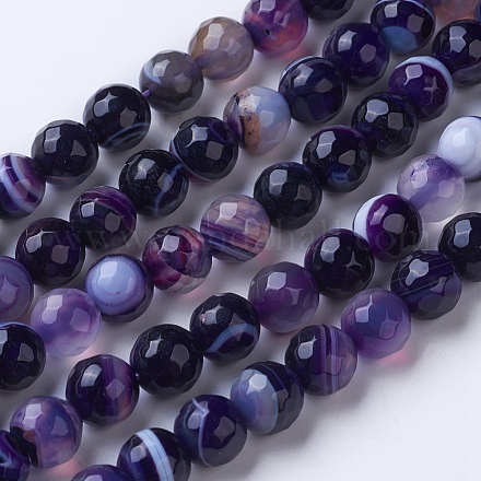 Chapelets de perles en agate à rayures naturelles/agates à bandes G-G753-07-6mm-1