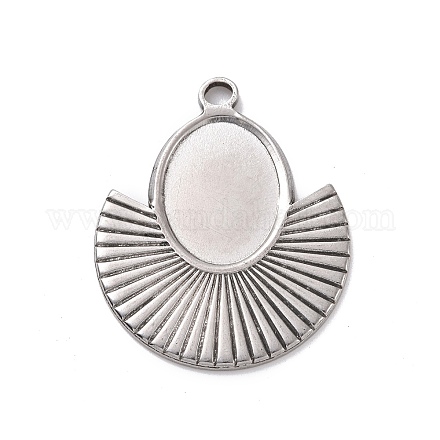 304 Stainless Steel Pendant Cabochon Settings STAS-E169-18P-1