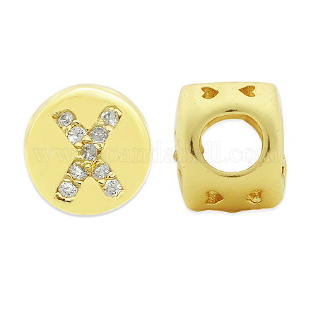 Brass Micro Pave Clear Cubic Zirconia Beads KK-T030-LA843-XX3-1