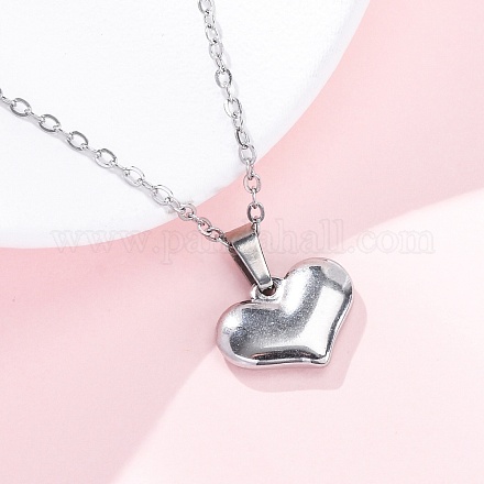 Ожерелья с подвеской в форме сердца из нержавеющей стали 304 NJEW-H059-17P-1