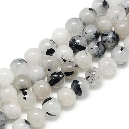 Chapelets de perles en quartz rutile noir naturel G-S150-07-8mm-1