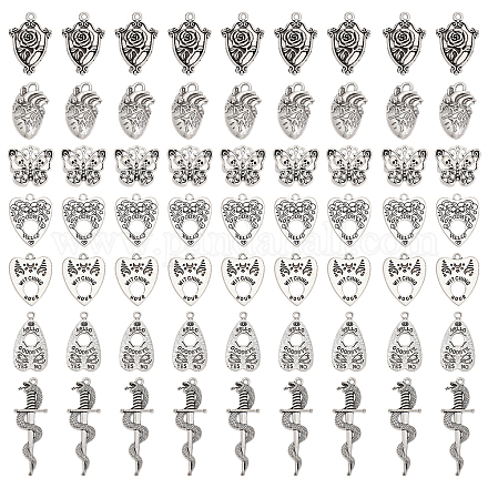 Chgcraft 56pcs 7 pendentifs en alliage de style tibétain de style TIBE-CA0001-22-1