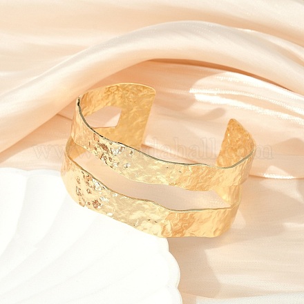 Латунный браслет с открытой манжетой для женщин BJEW-A137-01G-1