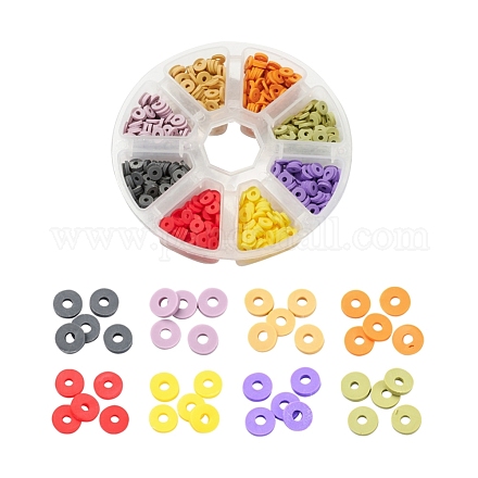 1120pcs 8 couleurs perles d'argile polymère faites à la main CLAY-YW0001-14E-1
