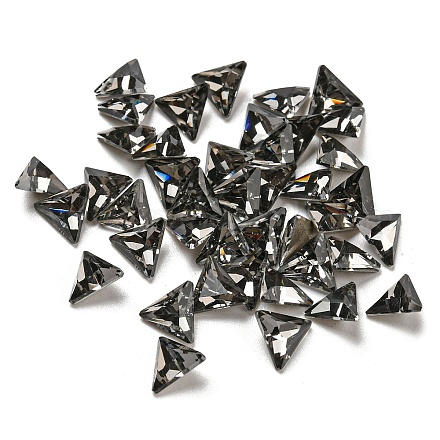 ガラスラインストーンカボション  バックメッキ  三角形  ブラックダイヤモンド  6x7x3mm FIND-C039-07E-1