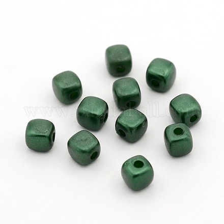 Opaque ABS Plastic Imitation Pearl Cube Beads MACR-M016-21-1
