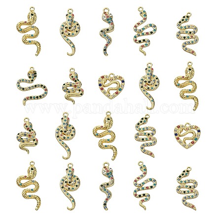 16 pièces 8 styles pendentifs en alliage strass ALRI-CJ0001-06-1