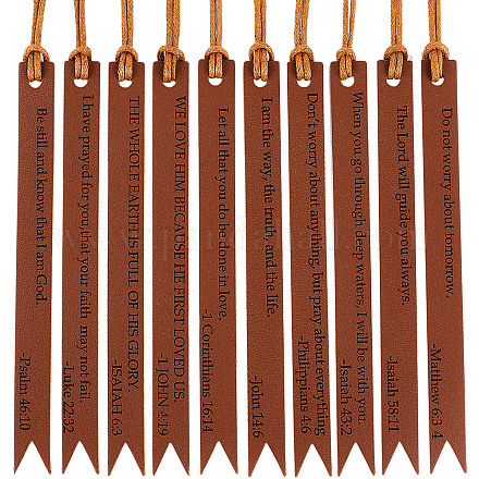 CRASPIRE 10pcs Christian Leather Bookmarks Bible Fathers Day Church Gifts Handmade Genuine Brown Leather Page Verses Bookmarks Gift for Teachers Classmates Friends Birthday Books Lover Men Women DIY-WH0430-006A-1