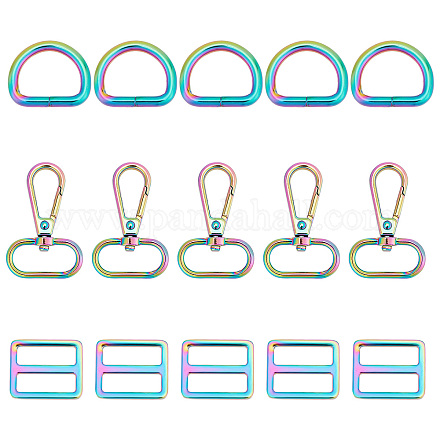 Gorgecraft 15 piezas 3 estilo arcoíris color aleación de zinc cierres giratorios FIND-GF0003-40-1