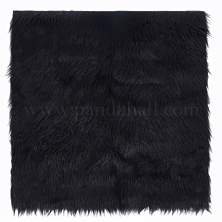 BENECREAT Black Faux Fur Fabric 15.7x15.7 Inch Soft Plush Shaggy Squares Pre-Cut Craft Fur Fabric for Costumes DIY-WH0032-91B-1