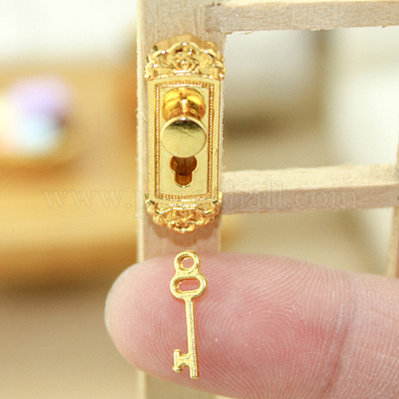 Miniatur-Türschloss und Schlüssel aus Legierung MIMO-PW0001-044C-G-1