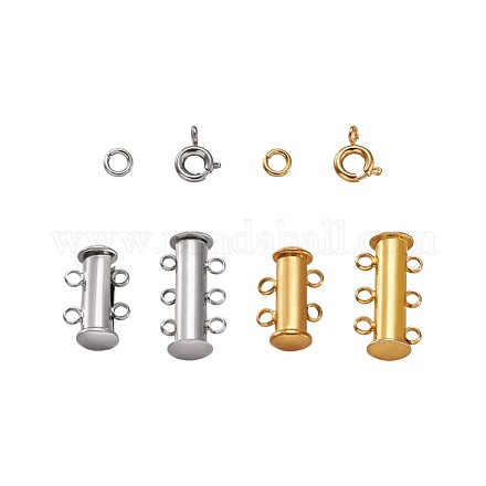 真鍮磁気スライドロックの留め金  真鍮製オープン丸カンと真鍮製引き輪  ミックスカラー KK-TA0007-17-1